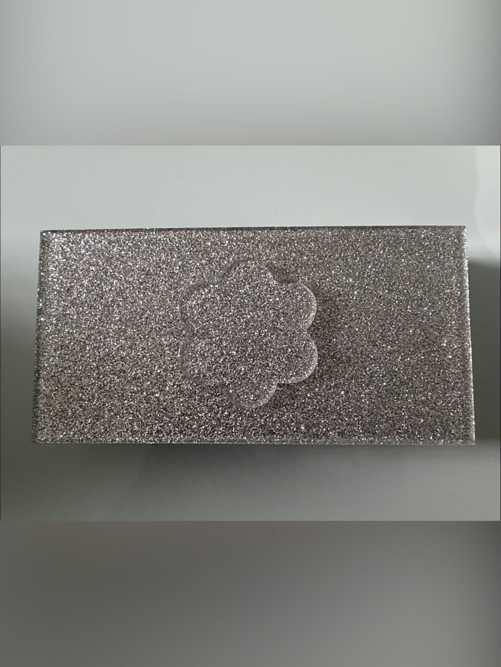 Silver Glitter Flower Applique Wristlet Clutch